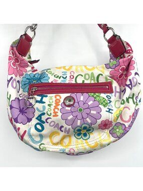 Vintage Y2K Coach Poppy Floral Scribble Shoulder Bag